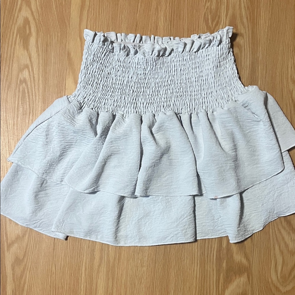 skue Pale Gray Ruffled Mini Skirt, Size XS